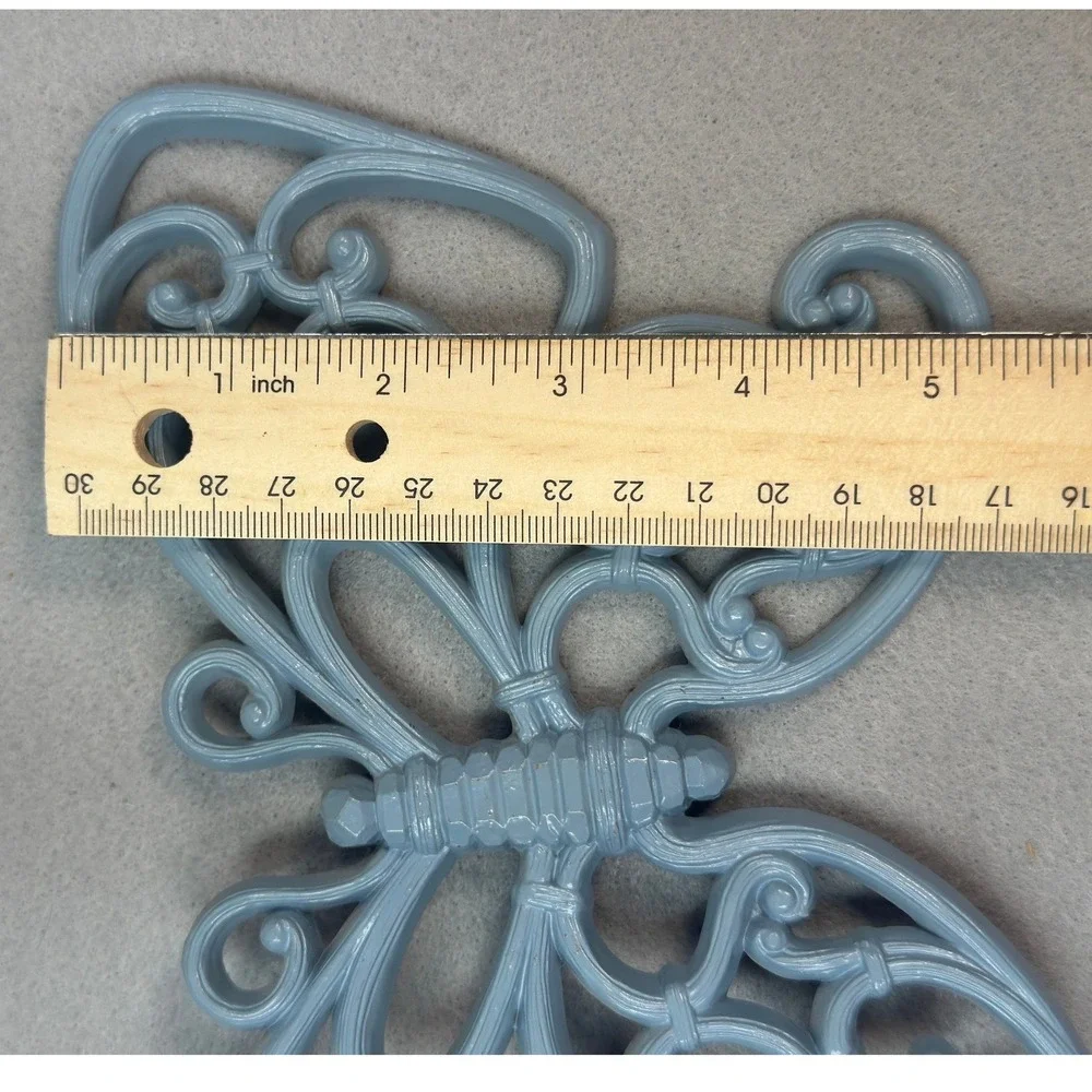 Vintage MCM Cottagecore Syroco Butterfly Wall Art Set 3 Blue Plastic Retro Decor